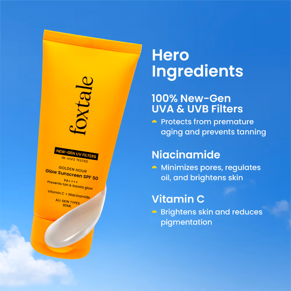 Foxtale SPF 50 Glow Sunscreen with Vitamin C & Niacinamide for Dewy Glow, In-Vivo Tested PA++++ - Image 4