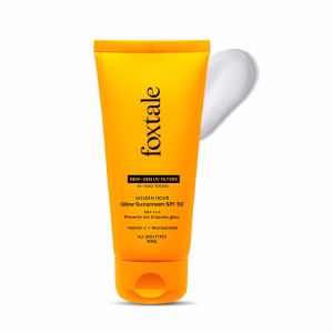 Foxtale SPF 50 Glow Sunscreen with Vitamin C & Niacinamide for Dewy Glow, In-Vivo Tested PA++++