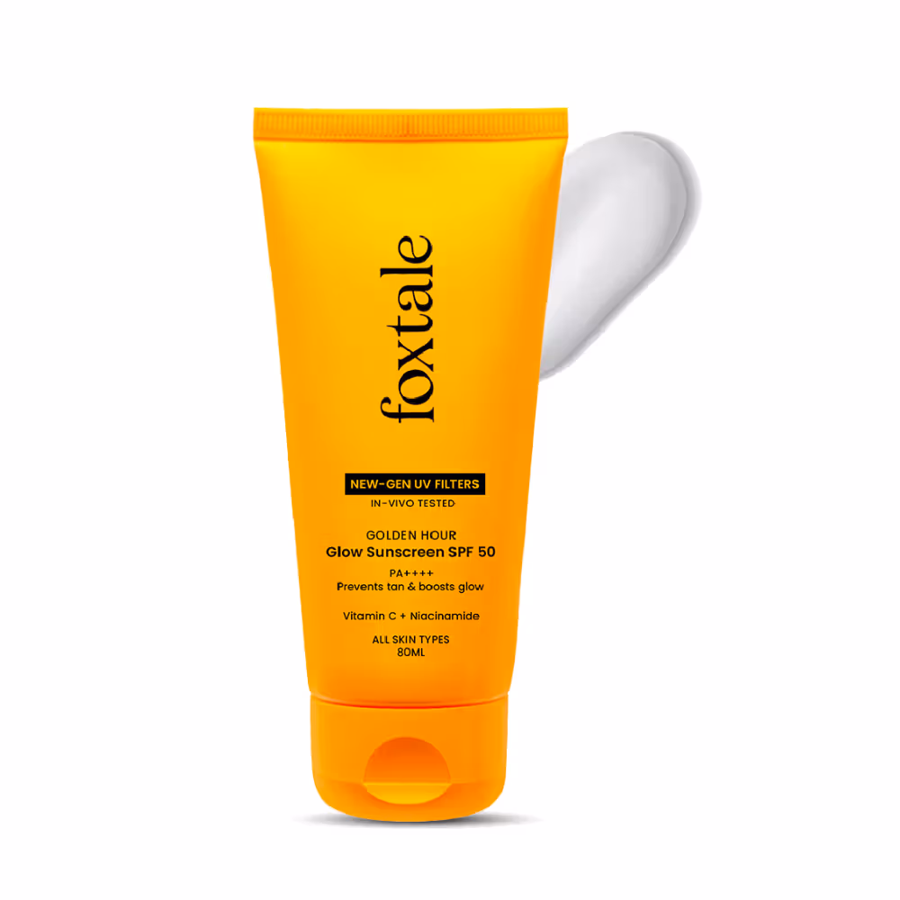 Foxtale SPF 50 Glow Sunscreen with Vitamin C & Niacinamide for Dewy Glow, In-Vivo Tested PA++++